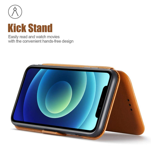 MOHEYO Compatible with iPhone 12 Pro Max Slim Card Holder Slot Case PU Vegan Leather Thin Magnetic Flip Cover
