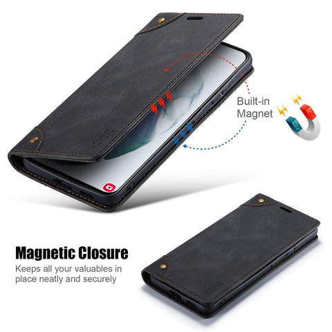 MOHEYO Compatible with Samsung Galaxy S21 Ultra Wallet Case Flip Cover Soft PU Leather Classic Card Holder Pocket Slim Magnetic Closure