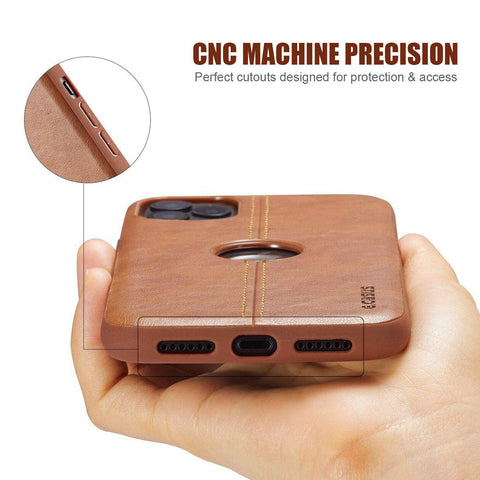 MOHEYO Compatible with iPhone 12 Mini Thin Premium Vegan Leather Luxury Case Classic Elegant Logo View Slim Cover