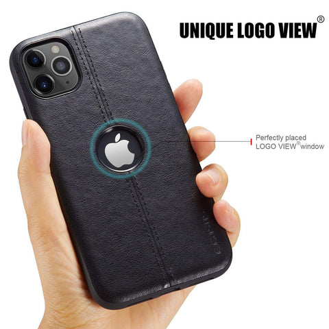 MOHEYO Compatible with iPhone 12 Mini Thin Premium Vegan Leather Luxury Case Classic Elegant Logo View Slim Cover
