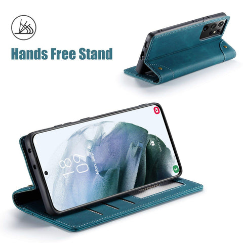 MOHEYO Compatible with Samsung Galaxy S21 Ultra Wallet Case Flip Cover Soft PU Leather Classic Card Holder Pocket Slim Magnetic Closure