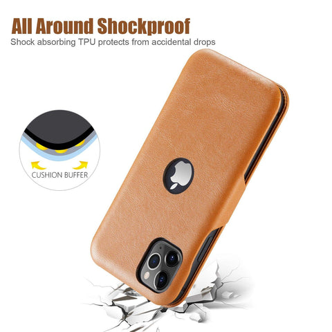 MOHEYO Compatible with iPhone 12 Pro Max Slim Card Holder Slot Case PU Vegan Leather Thin Magnetic Flip Cover