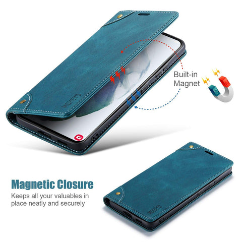 MOHEYO Compatible with Samsung Galaxy S21 Ultra Wallet Case Flip Cover Soft PU Leather Classic Card Holder Pocket Slim Magnetic Closure