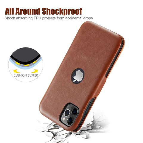 MOHEYO Compatible with iPhone 12 Pro Max Slim Card Holder Slot Case PU Vegan Leather Thin Magnetic Flip Cover