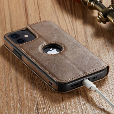 iPhone 11 Case Wallet Leather Card Holder Logo View Cover