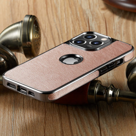 MOHEYO Logo View Compatible with iPhone 13 Pro Case Slim Premium Vegan Leather Classic Luxury Elegant Thin Cover (2021) 6.1"