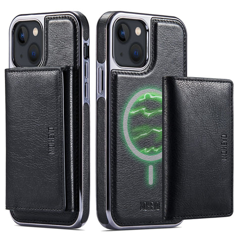 MOHEYO Designed for iPhone 13 Case Compatible with MagSafe Charger Magnetic Removable Wallet Card Holder Slim Thin Leather Cover