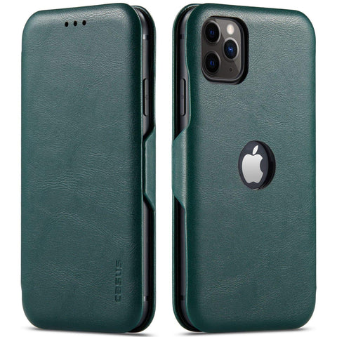 MOHEYO Compatible with iPhone 12 Pro Max Slim Card Holder Slot Case PU Vegan Leather Thin Magnetic Flip Cover
