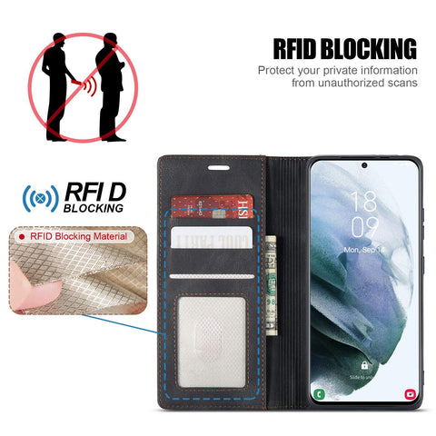MOHEYO Compatible with Samsung Galaxy S21 Ultra Wallet Case Flip Cover Soft PU Leather Classic Card Holder Pocket Slim Magnetic Closure