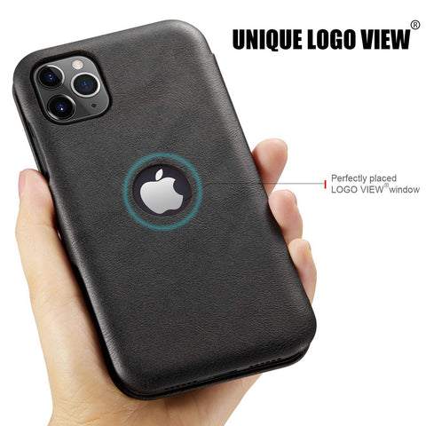 MOHEYO Compatible with iPhone 12 Pro Max Slim Card Holder Slot Case PU Vegan Leather Thin Magnetic Flip Cover