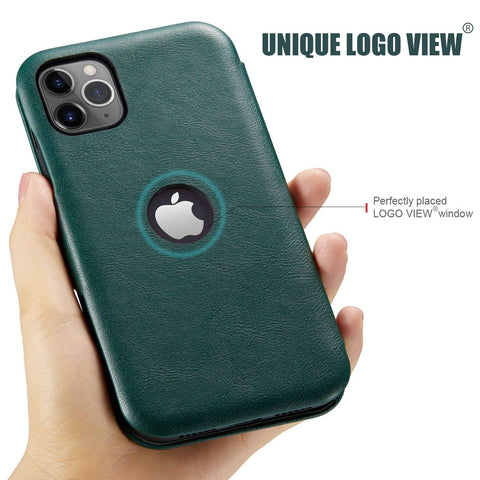 MOHEYO Compatible with iPhone 12 Pro Max Slim Card Holder Slot Case PU Vegan Leather Thin Magnetic Flip Cover