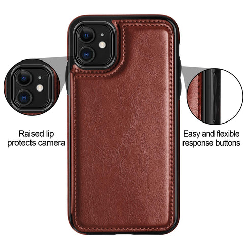 Casus® Leather Back Magnetic Wallet Case For iPhone 11 | iPhone 11 Pro Max