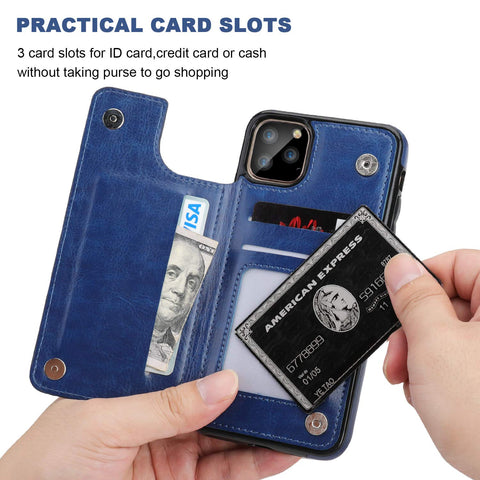 Casus® Leather Back Magnetic Wallet Case For iPhone 11 | iPhone 11 Pro Max