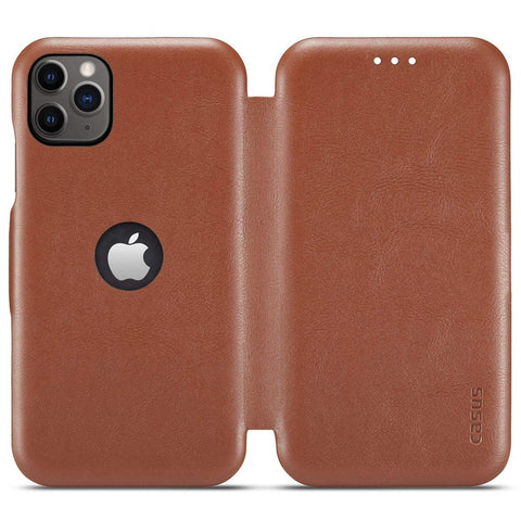 MOHEYO Compatible with iPhone 12 Pro Max Slim Card Holder Slot Case PU Vegan Leather Thin Magnetic Flip Cover