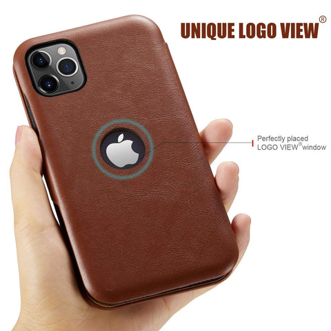 MOHEYO Compatible with iPhone 12 Pro Max Slim Card Holder Slot Case PU Vegan Leather Thin Magnetic Flip Cover
