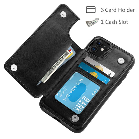 Casus® Leather Back Magnetic Wallet Case For iPhone 11 | iPhone 11 Pro Max