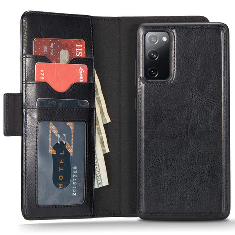 MOHEYO 2-in-1 Wallet Case Compatible with Samsung Galaxy A72 5G Vegan Leather PU Magnetic Detachable Removable Card Case Flip Cover
