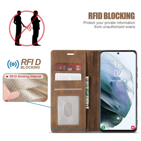 MOHEYO Compatible with Samsung Galaxy S21 Ultra Wallet Case Flip Cover Soft PU Leather Classic Card Holder Pocket Slim Magnetic Closure