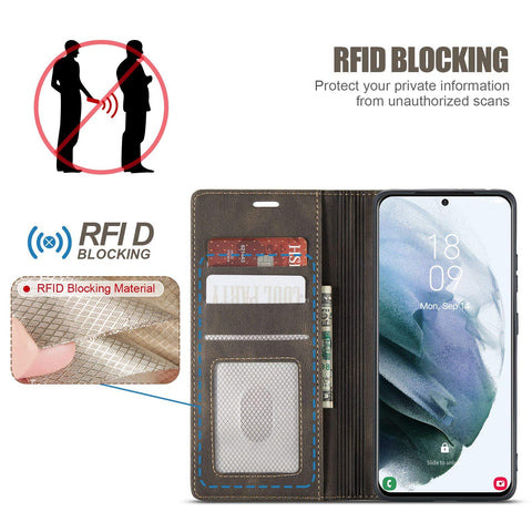 MOHEYO Compatible with Samsung Galaxy S21 Ultra Wallet Case Flip Cover Soft PU Leather Classic Card Holder Pocket Slim Magnetic Closure
