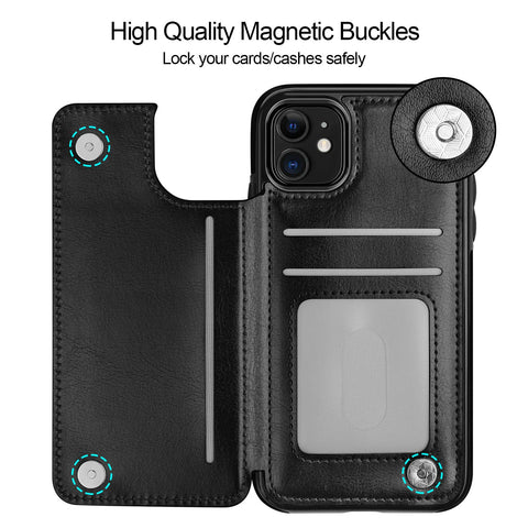 Casus® Leather Back Magnetic Wallet Case For iPhone 11 | iPhone 11 Pro Max