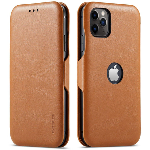 MOHEYO Compatible with iPhone 12 Pro Max Slim Card Holder Slot Case PU Vegan Leather Thin Magnetic Flip Cover