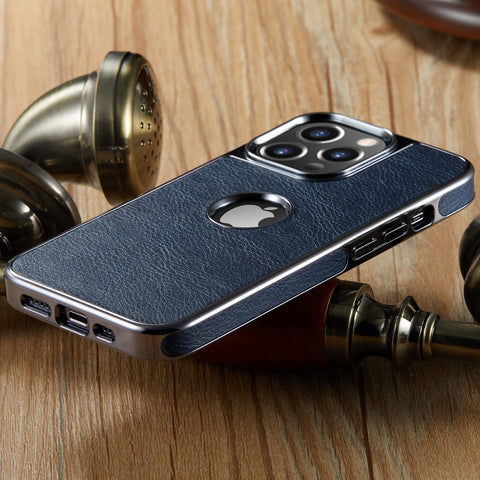 MOHEYO Logo View Compatible with iPhone 13 Pro Case Slim Premium Vegan Leather Classic Luxury Elegant Thin Cover (2021) 6.1"