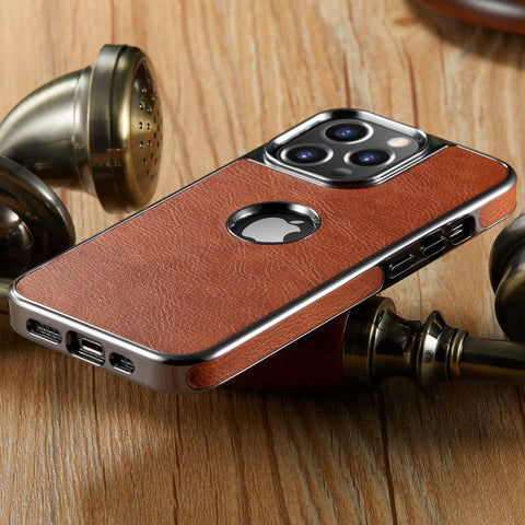 MOHEYO Logo View Compatible with iPhone 13 Pro Case Slim Premium Vegan Leather Classic Luxury Elegant Thin Cover (2021) 6.1"
