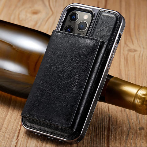 MOHEYO Designed for iPhone 13 Pro Max Case Compatible with MagSafe Charger Magnetic Removable Wallet Card Holder Slim Thin Leather Cover