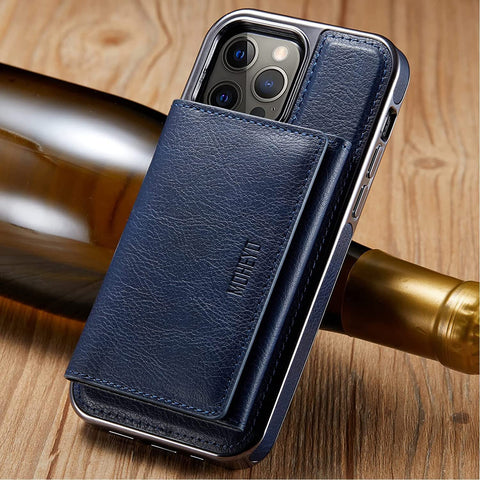 MOHEYO Designed for iPhone 13 Pro Max Case Compatible with MagSafe Charger Magnetic Removable Wallet Card Holder Slim Thin Leather Cover