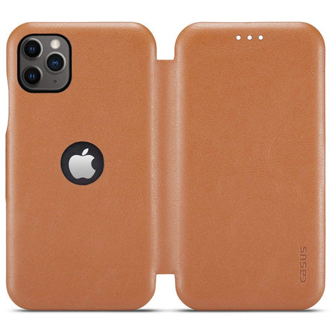 MOHEYO Compatible with iPhone 12 Pro Max Slim Card Holder Slot Case PU Vegan Leather Thin Magnetic Flip Cover