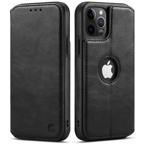 iPhone 11 Pro Max Case Leather Wallet Luxury Slim Logo View Cover