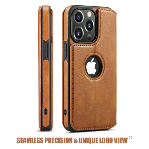 iPhone 13 Pro Case Wallet Leather Card Holder Logo View Cover