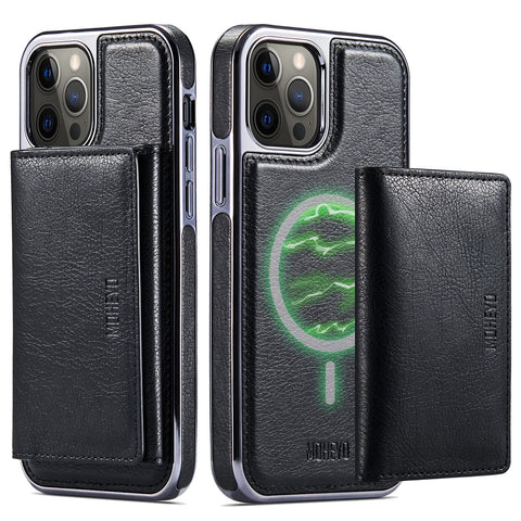 MOHEYO Designed for iPhone 12 Pro Max Case Compatible with MagSafe Charger Magnetic Removable Wallet Card Holder Slim Thin Leather Cover