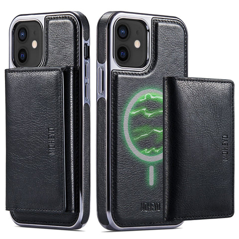 MOHEYO Designed for iPhone 12 Pro I iPhone 12 Case Compatible with MagSafe Charger Magnetic Removable Wallet Card Holder Slim Thin Leather Cover