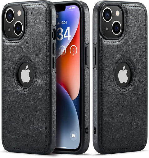 iPhone 14 Plus Logo View Case Leather Slim Luxury Classic Cover