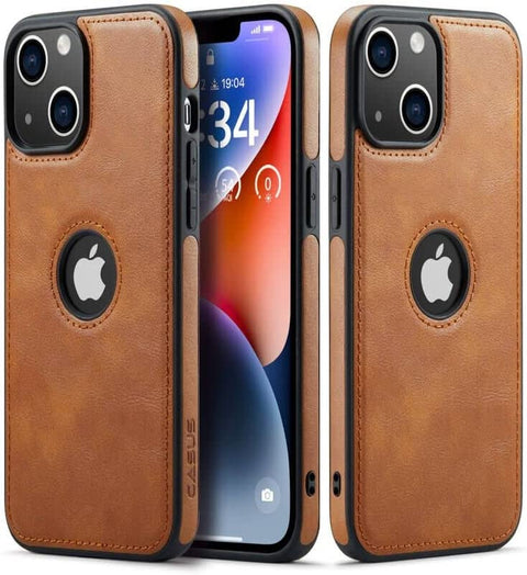 iPhone 14 Plus Logo View Case Leather Slim Luxury Classic Cover