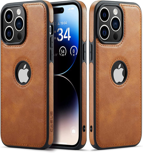 iPhone 14 Pro Max Logo View Case Leather Slim Luxury Classic Cover