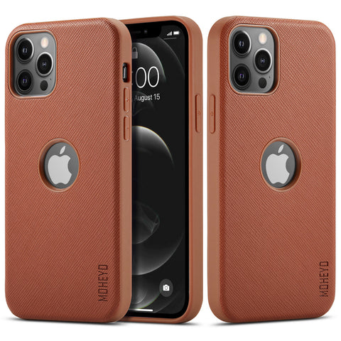 iPhone 11 Pro Case Slim Logo View Saffiano Faux Leather Thin Cover