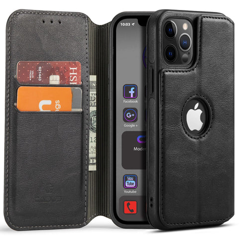 iPhone 12 Pro Max Case Wallet Leather Card Holder Logo View Cover