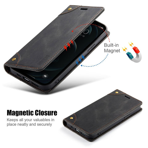 iPhone 12 Pro Max Case Leather Wallet Soft Suede Shockproof Cover