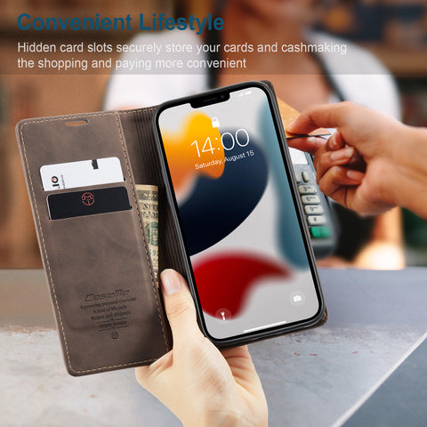 iPhone 14 Pro Max Wallet Case Leather Classic Luxury Cover
