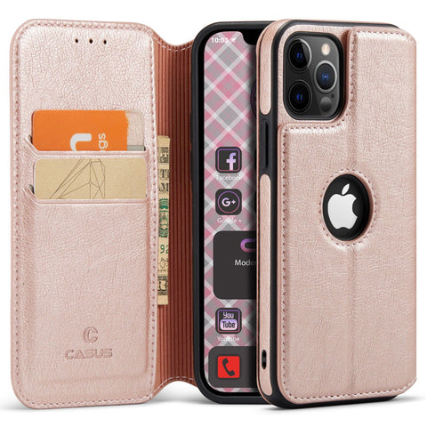 iPhone 13 Pro Max Case Wallet Leather Card Holder Logo View Cover