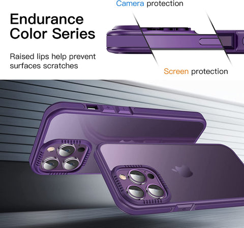 iPhone 14 Pro Frosted Matte Case Shockproof TPU Frame Cover