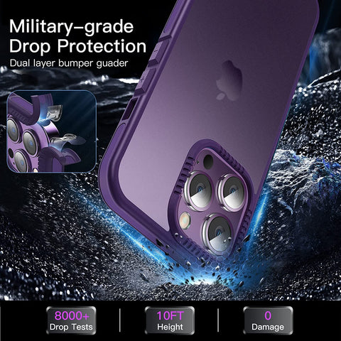 iPhone 14 Frosted Matte Case Shockproof TPU Frame Cover