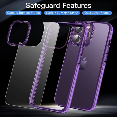 iPhone 14 Plus Frosted Matte Case Shockproof TPU Frame Cover