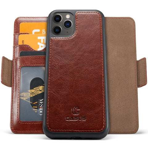 iPhone 11 Pro Max Case Leather Wallet Luxury Magnetic Removable Cover