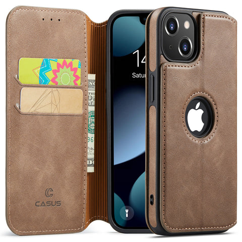 iPhone 13 Case Wallet Leather Card Holder Logo View Cover