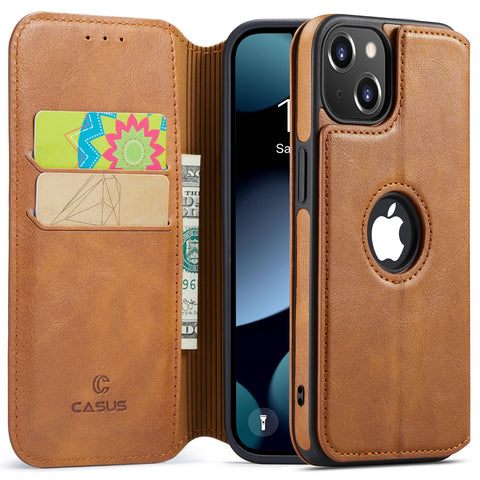 iPhone 13 Case Wallet Leather Card Holder Logo View Cover