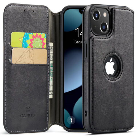 iPhone 13 Case Wallet Leather Card Holder Logo View Cover