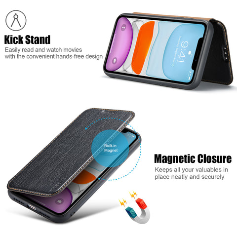 Casus® Back Wallet Leather Magnetic Cover Case For iPhone 12 Pro Max